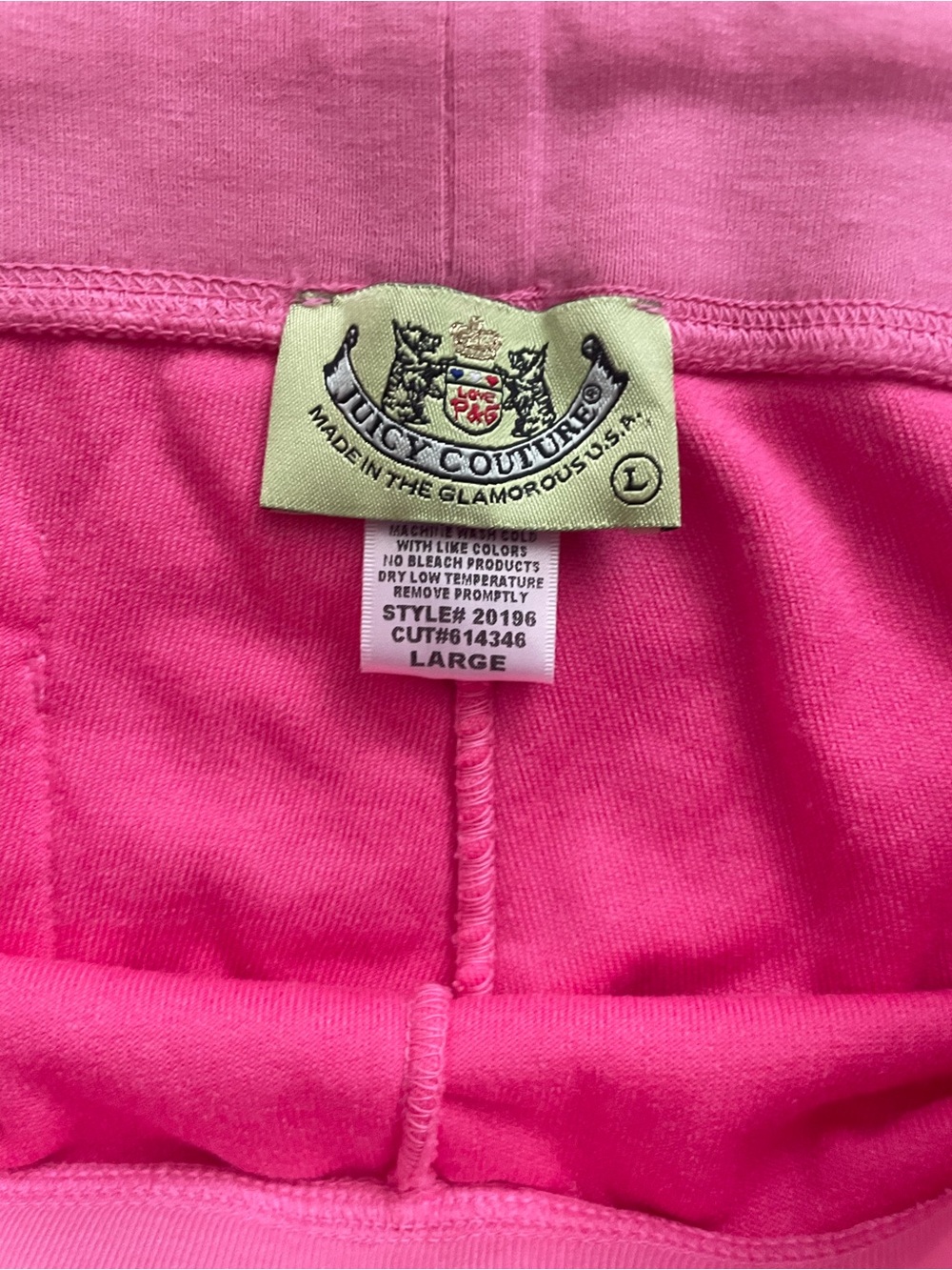 Vintage Juicy Couture Hot Pink French Terry Track Pants Womens Size Large - Picture 3 of 4